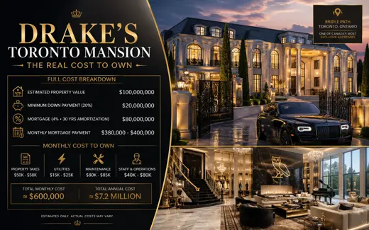 Drake’s Toronto Mansion: Down Payment, Mortgage & $600K/Month Cost Breakdown